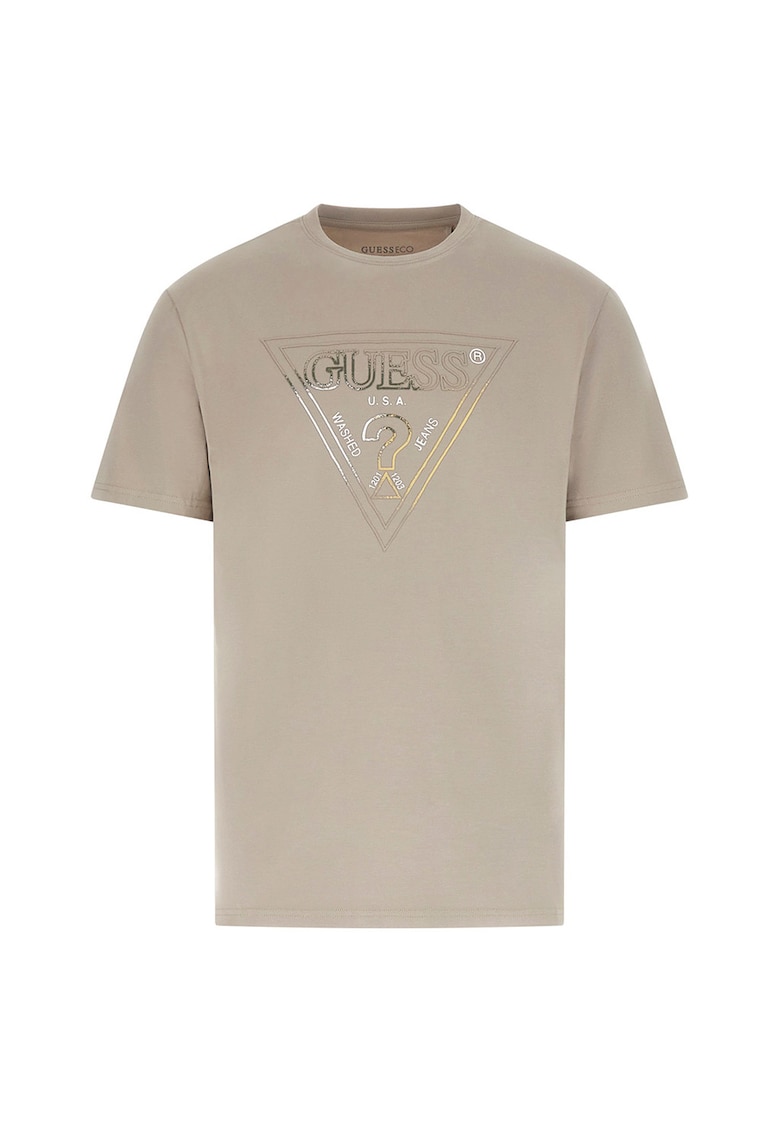 Tricou cu imprimeu logo - Maro deschis