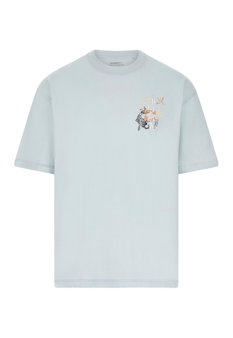 Tricou lejer de bumbac cu imprimeu - Verde menta