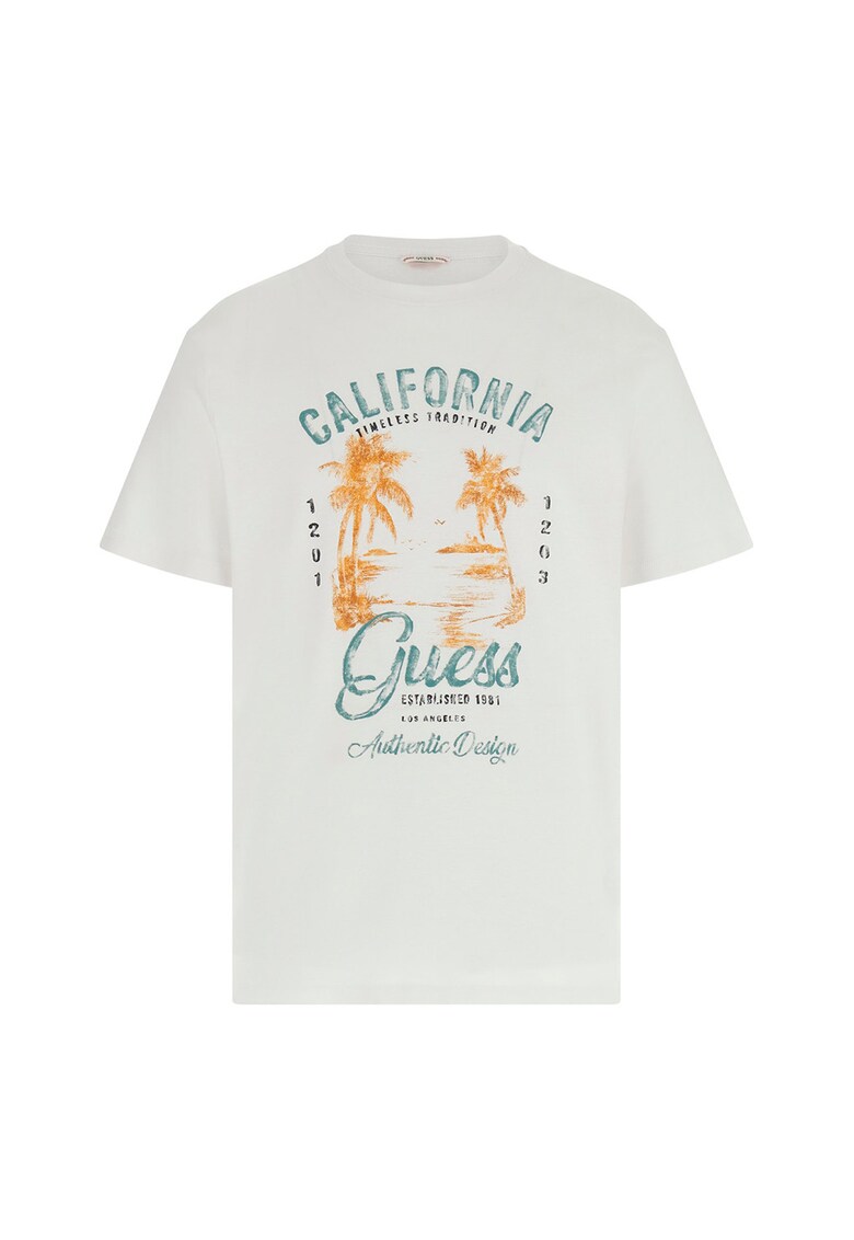 Tricou cu imprimeu logo - Portocaliu/Verde deschis/Alb murdar