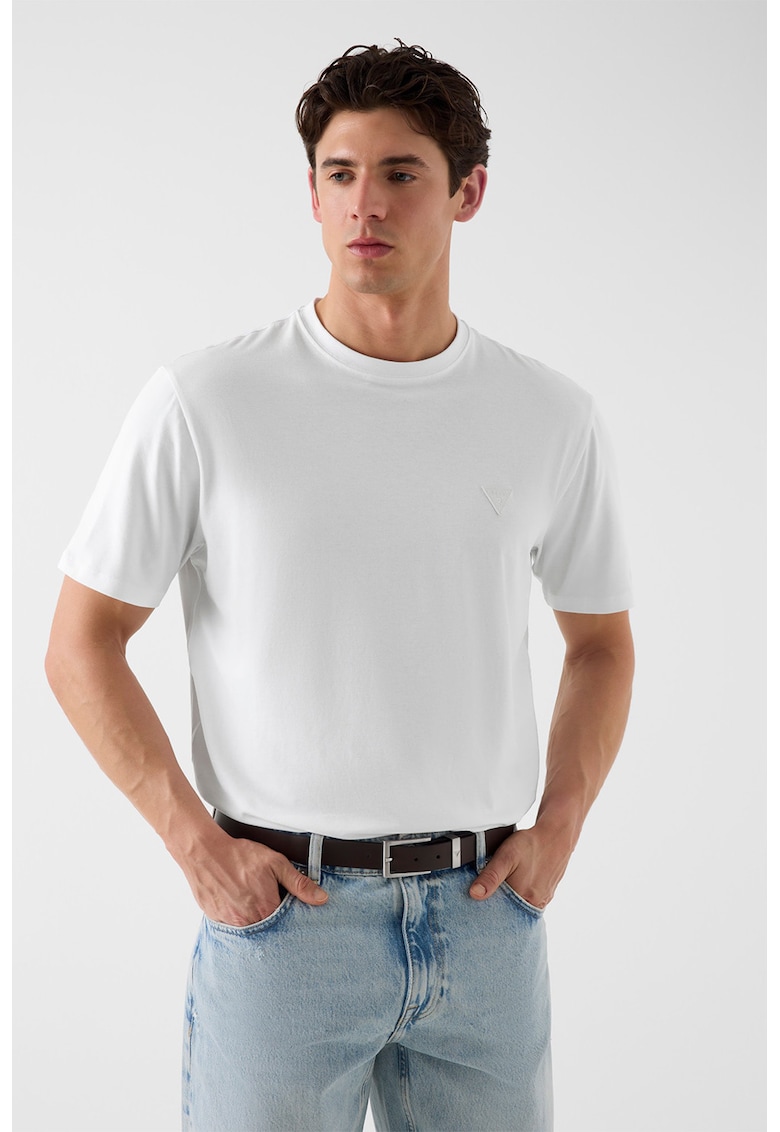 Tricou din amestec de modal si bumbac - Alb optic