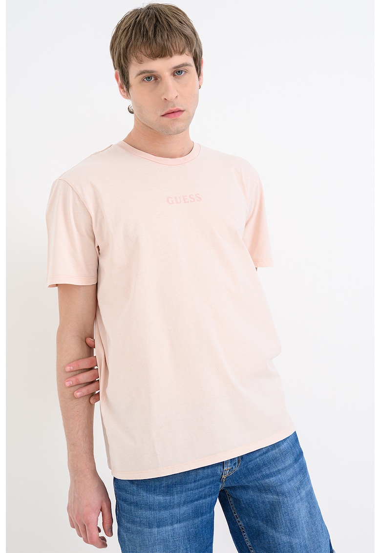 Tricou regular-fit din bumbac cu imprimeu monograma pe partea din spate - Piersica