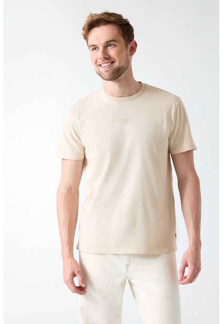 Tricou regular-fit din bumbac cu imprimeu monograma pe partea din spate - Maro camel