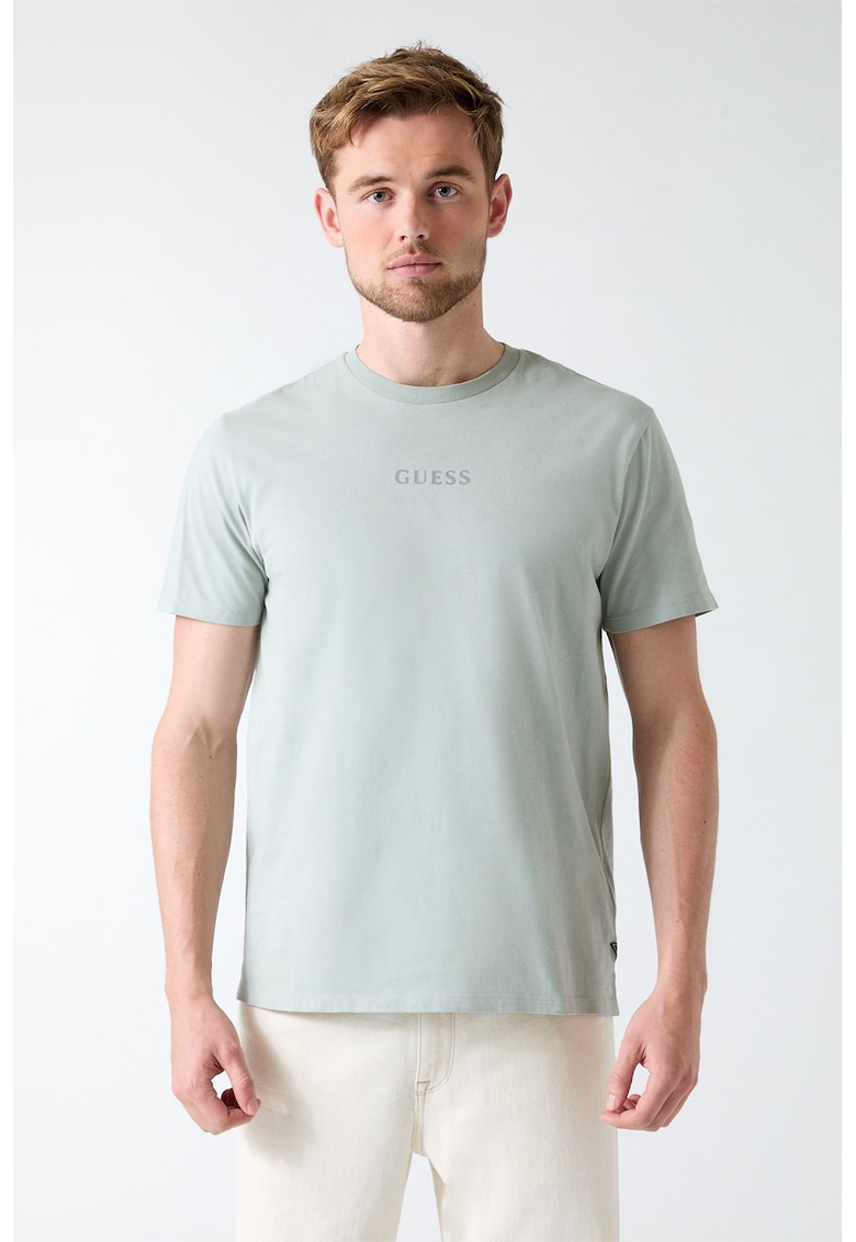 Tricou regular-fit din bumbac cu imprimeu monograma pe partea din spate - Verde pal