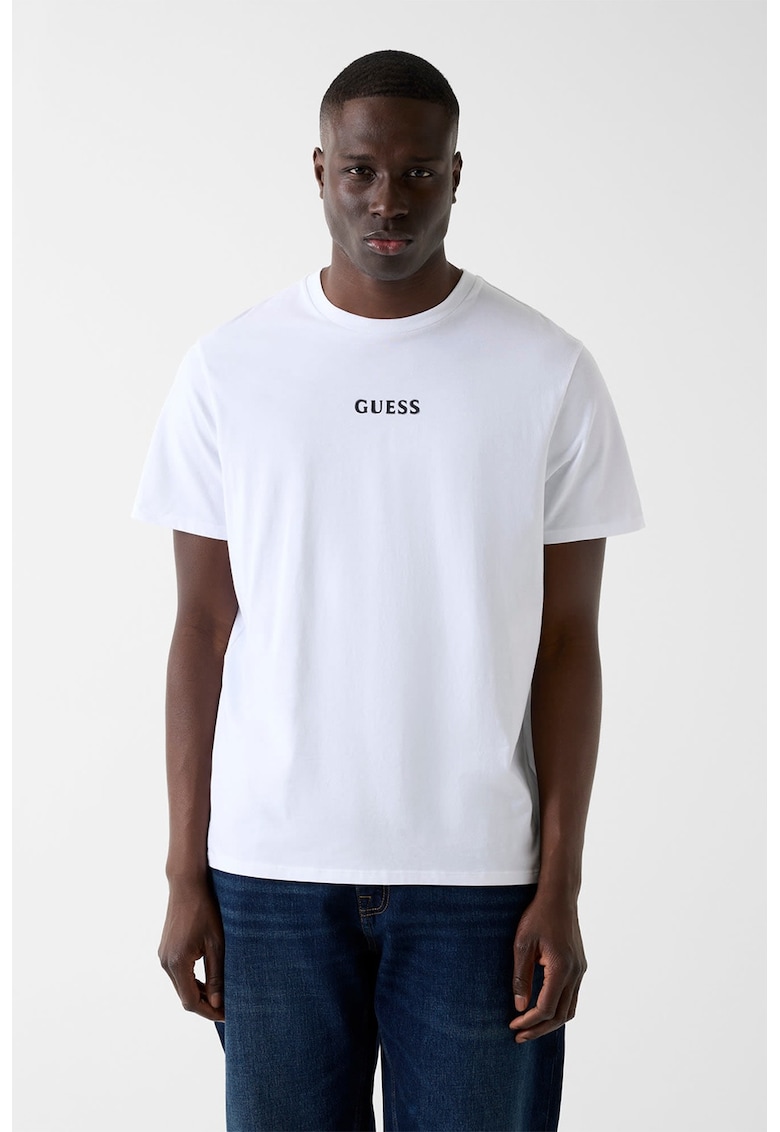 Tricou regular-fit din bumbac cu imprimeu monograma pe partea din spate - Negru/Alb optic