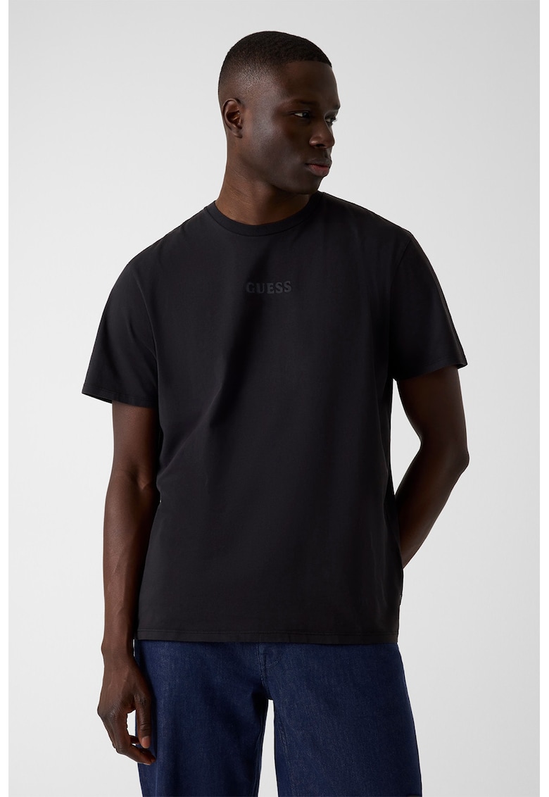 Tricou regular-fit din bumbac cu imprimeu monograma pe partea din spate - Negru