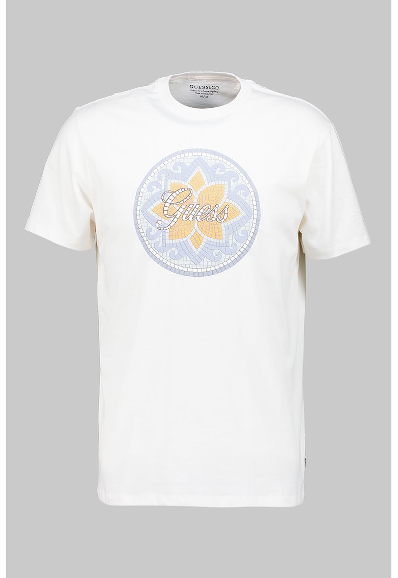 Tricou din bumbac cu imprimeu logo - Alb/Albastru