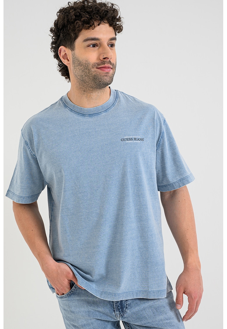 Tricou lejer din bumbac - Albastru prafuit