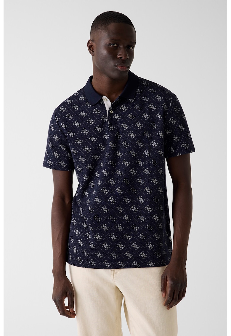 Tricou polo cu model logo - Alb/Violet aubergine