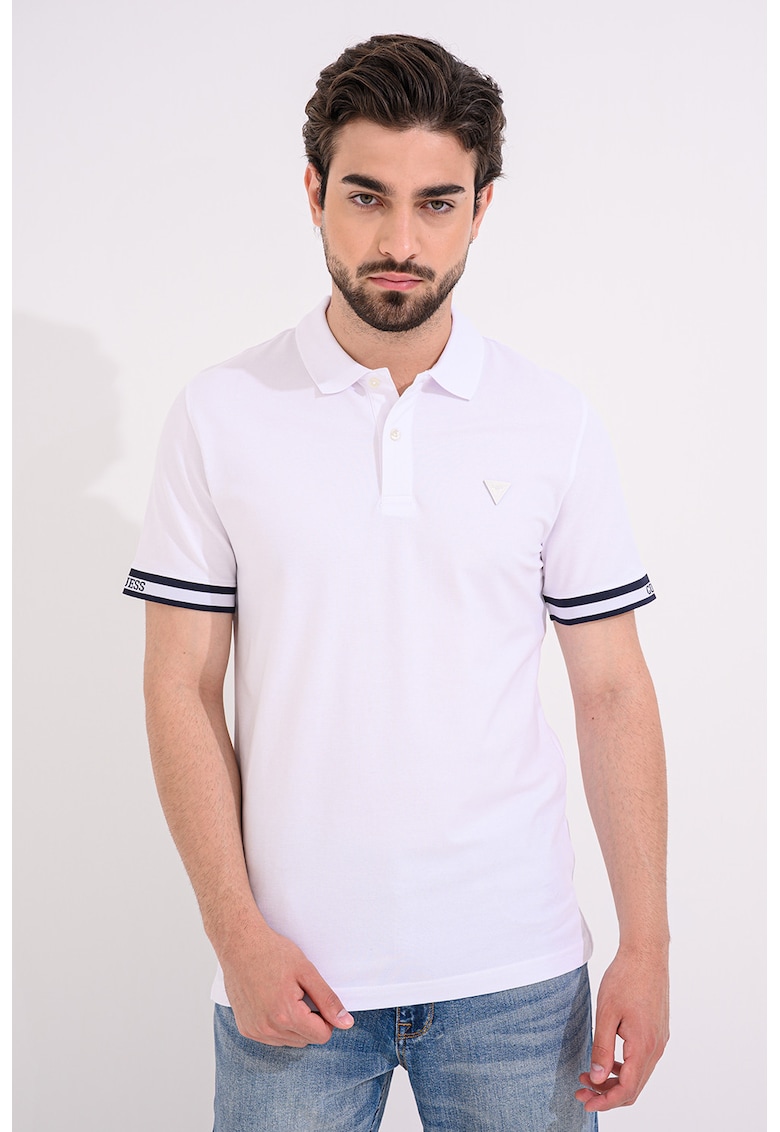 Tricou polo din amestec de bumbac - Alb optic
