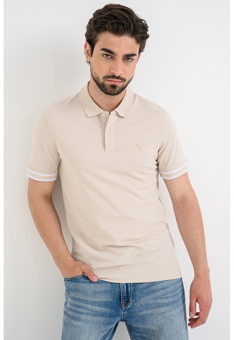 Tricou polo din amestec de bumbac - Bej