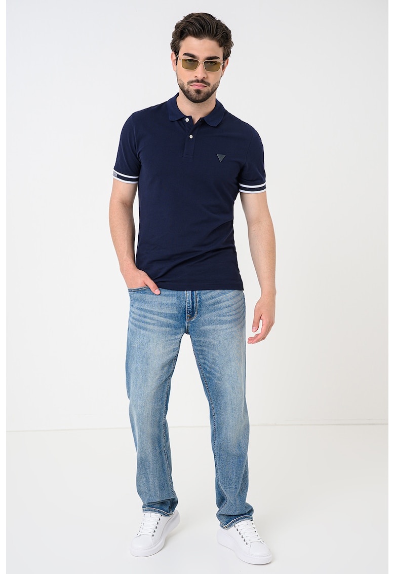 Tricou polo din amestec de bumbac - Bleumarin