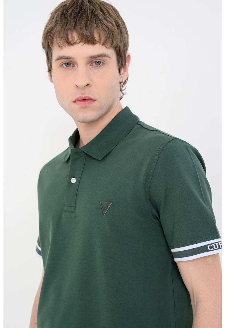 Tricou polo din amestec de bumbac - Verde englez