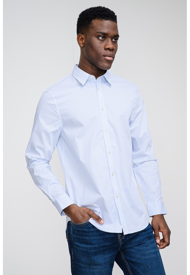 Camasa cu maneci lungi si dungi - Alb/Albastru