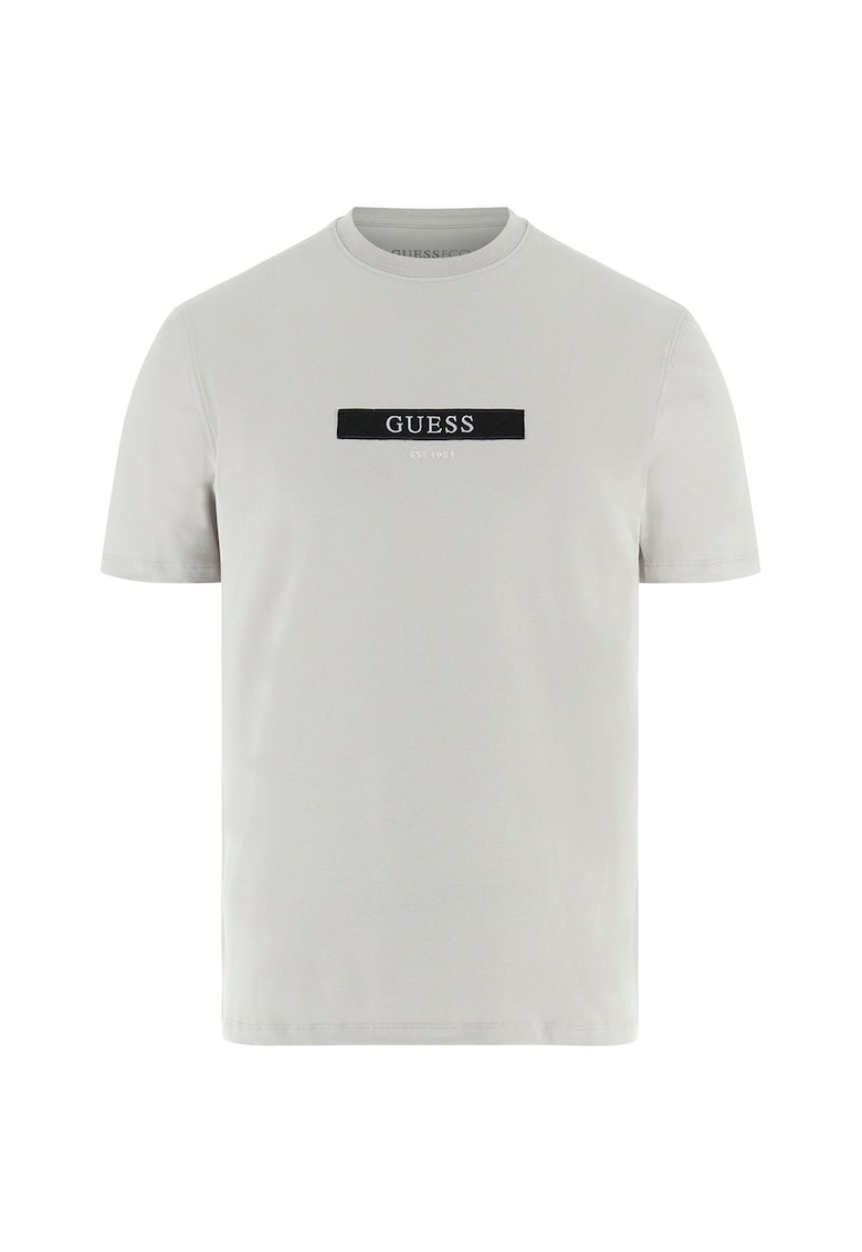 Tricou din amestec de bumbac cu detaliu logo - Gri deschis