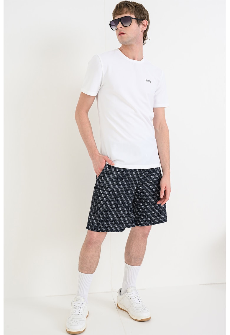 Tricou slim fit cu decolteu la baza gatului - Alb