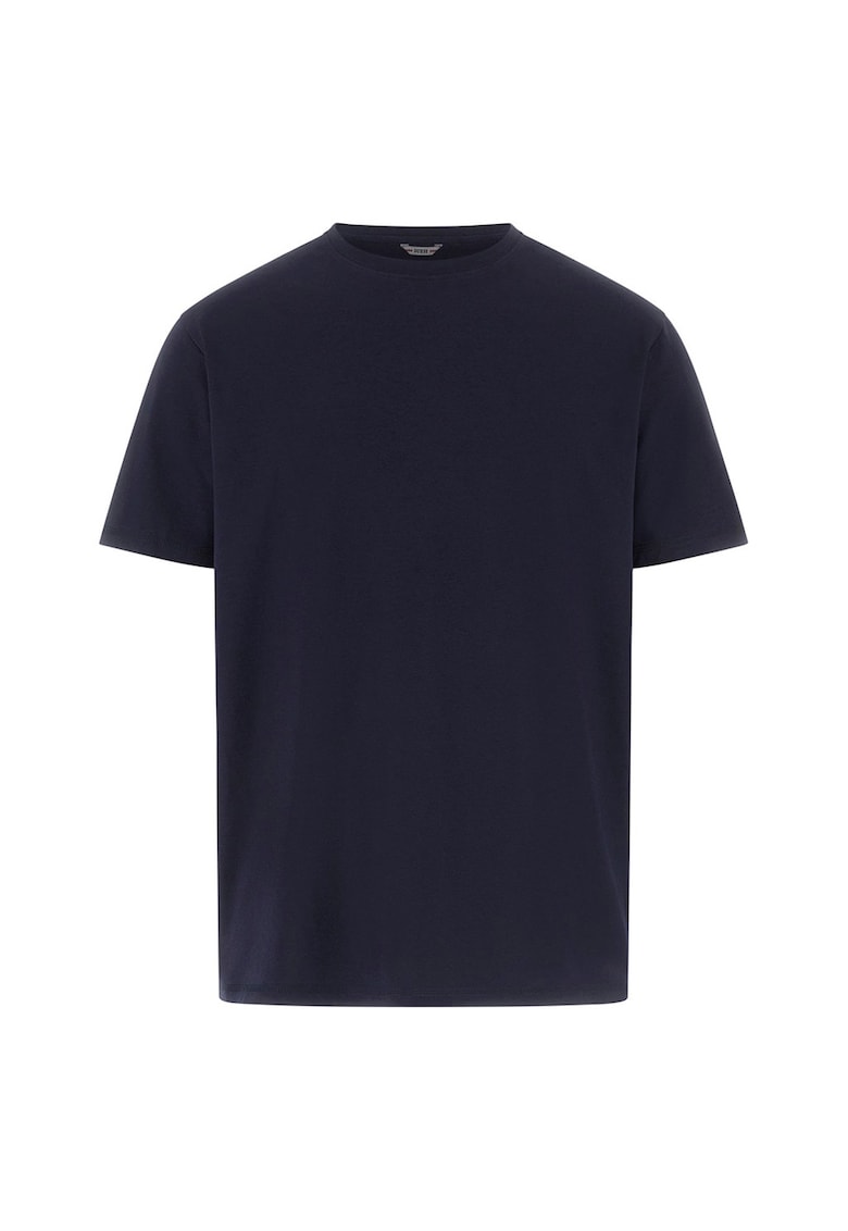 Tricou din amestec de modal cu decolteu la baza gatului - Albastru ultramarin