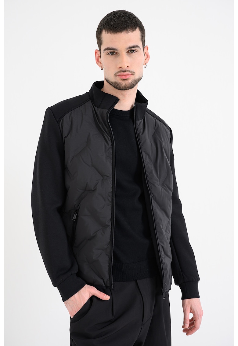 Jacheta matlasata cu guler sifermoar - Negru