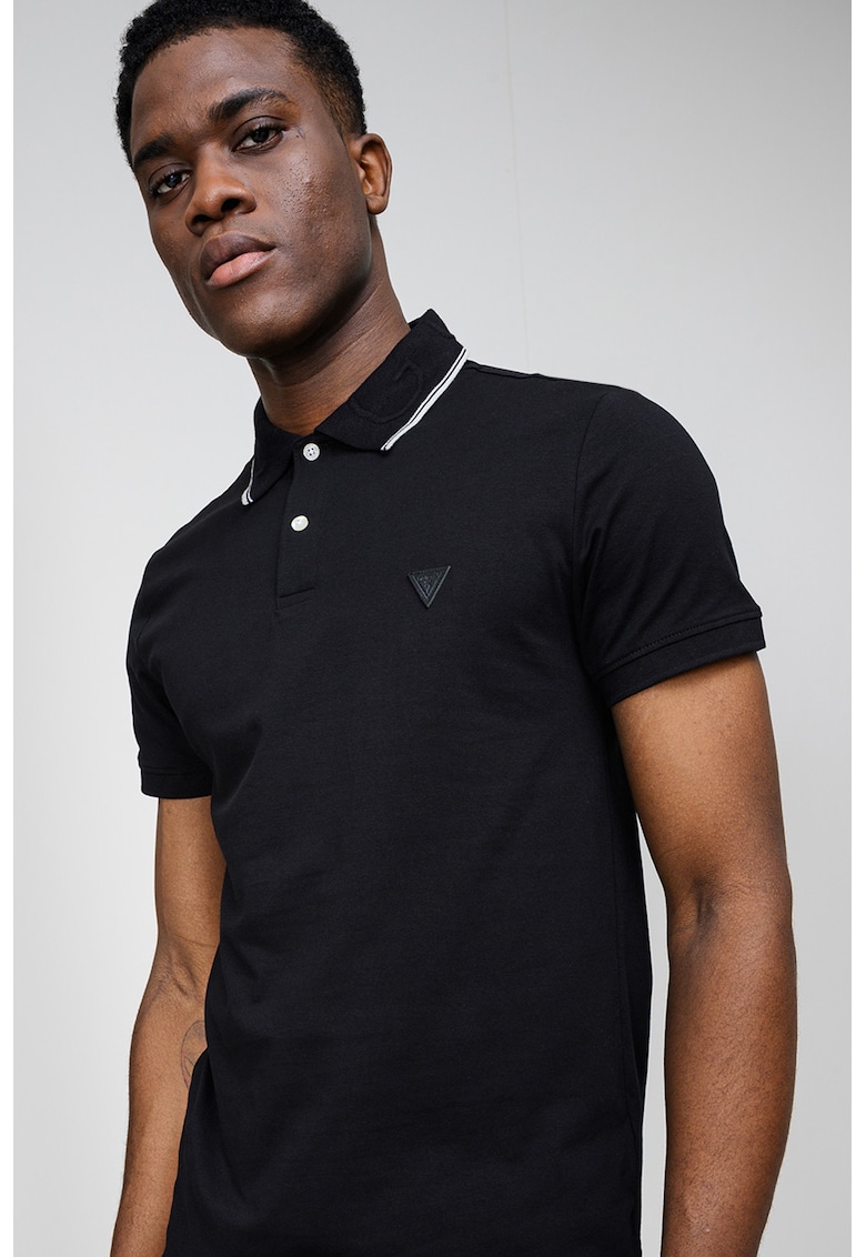 Tricou polo din amestec de bumbac - Negru