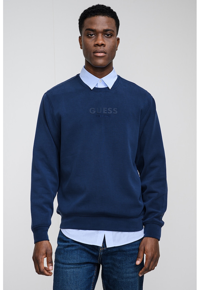 Bluza de trening din amestec de modal cu logo in relief - Bleumarin