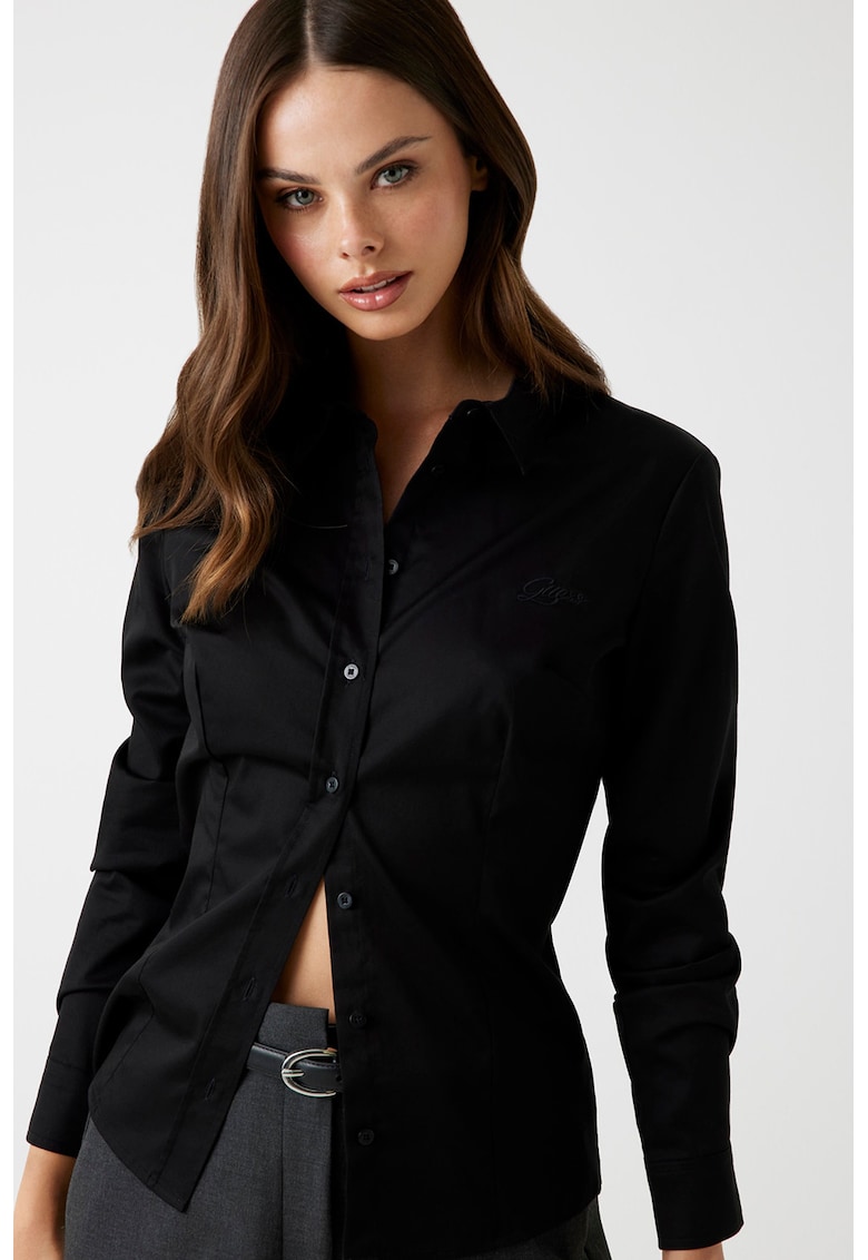 Camasa slim fit din amestec de bumbac - Negru