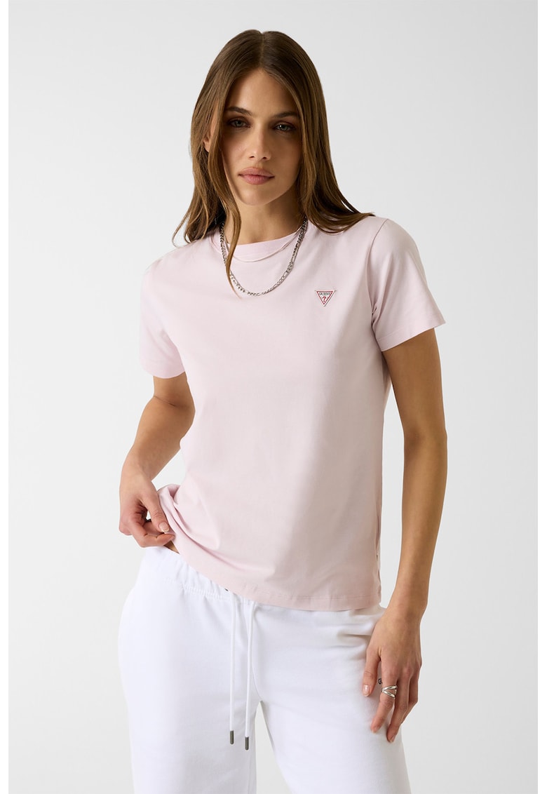 Tricou regular fit cu aplicatie logo discreta - Rosu/Roz pastel
