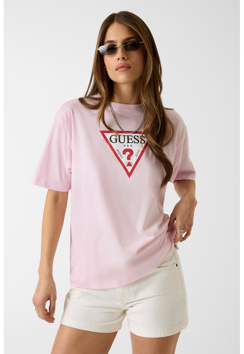 Tricou lejer cu decolteu la baza gatului - Rosu/Negru/Roz deschis