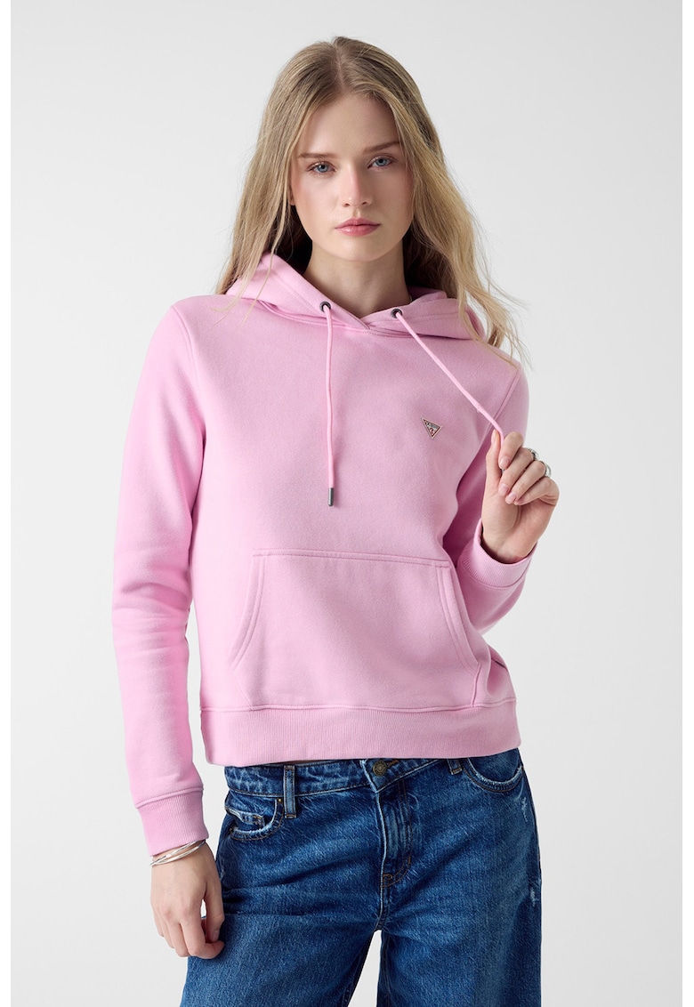 Hanorac cu buzunar kangaroo - Roz pastel