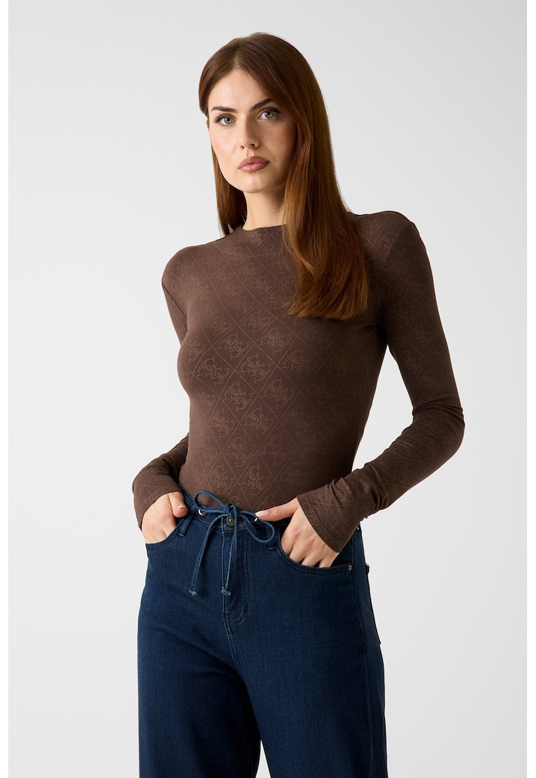 Body cambrat cu monograma - Maro