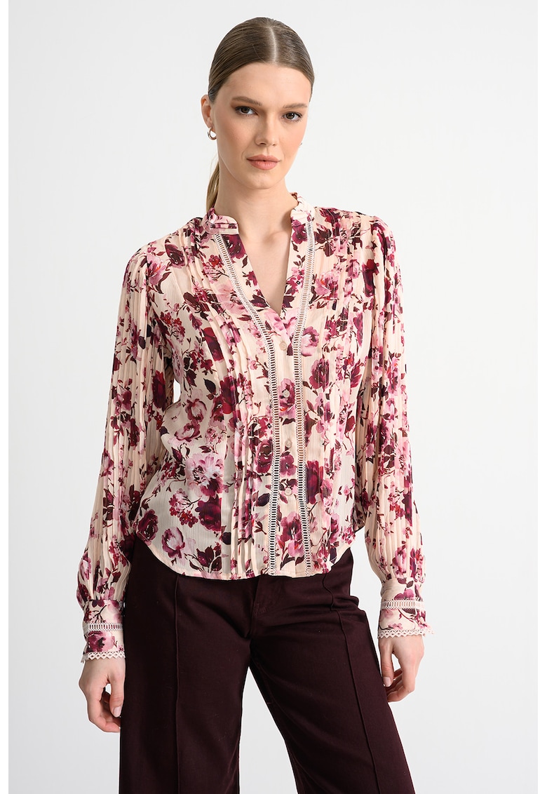 Camasa regular fit cu imprimeu - Bej/Violet tyrian