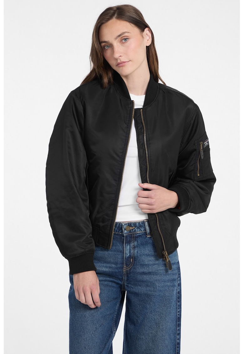 Jacheta bomber cu fermoar - Negru