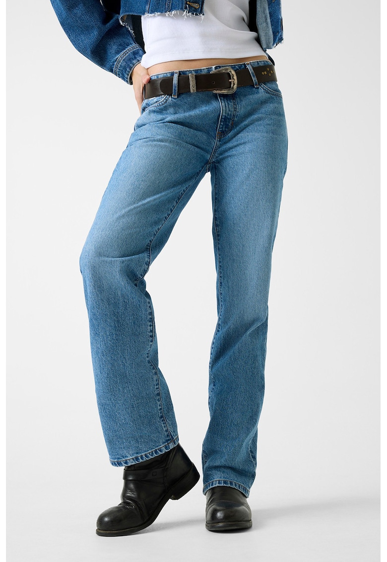 Blugi drepti cu talie medie - Albastru deschis
