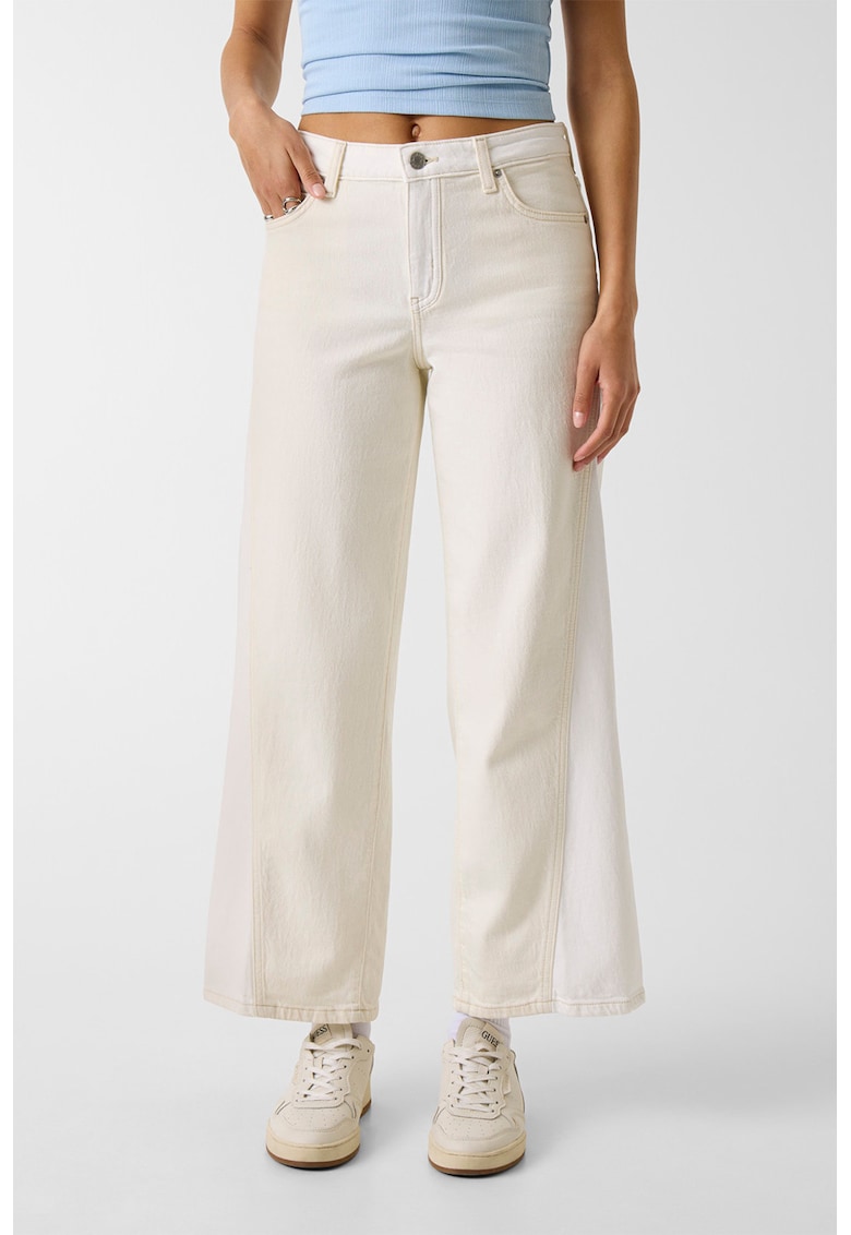 Blugi cu talie inalta si croiala ampla - Alb murdar