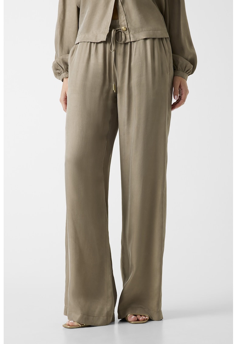 Pantaloni chino drepti din amestec de lyocell cu snur - Maro deschis