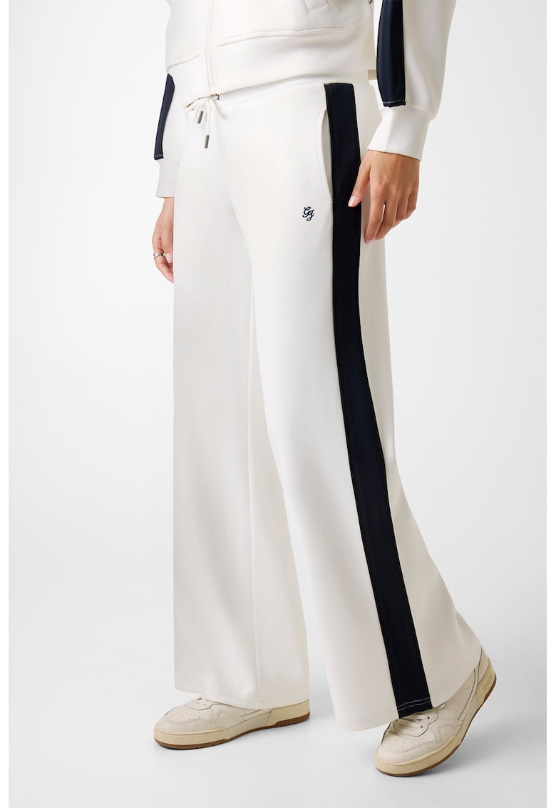 Pantaloni de trening cu croiala ampla si buzunare laterale - Negru/Alb murdar