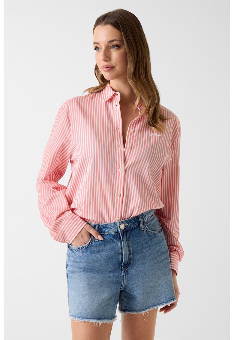 Camasa regular fit cu model in dungi - Alb/Roz