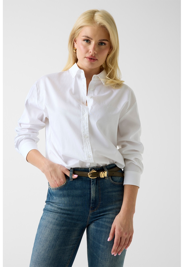 Camasa din bumbac cu guler clasic - Alb optic