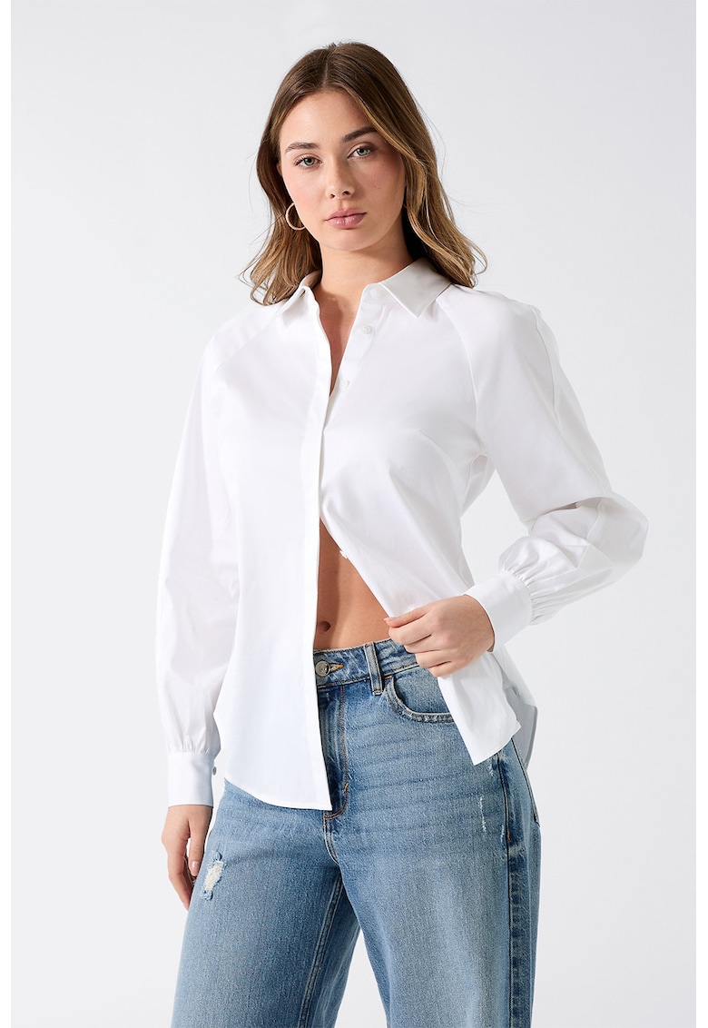 Camasa cu nasturi si guler clasic - Alb optic