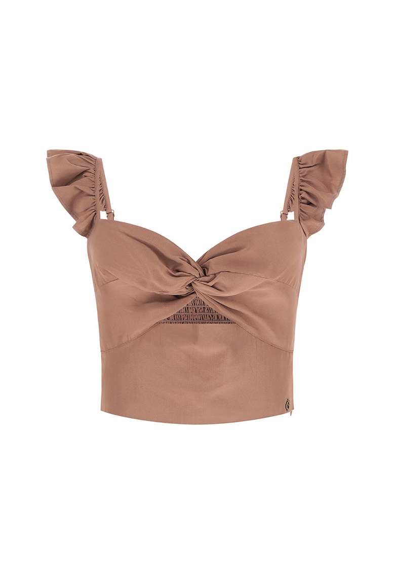 Bluza din amestec de modal cu insertie elastica pe partea din spate - Maro deschis