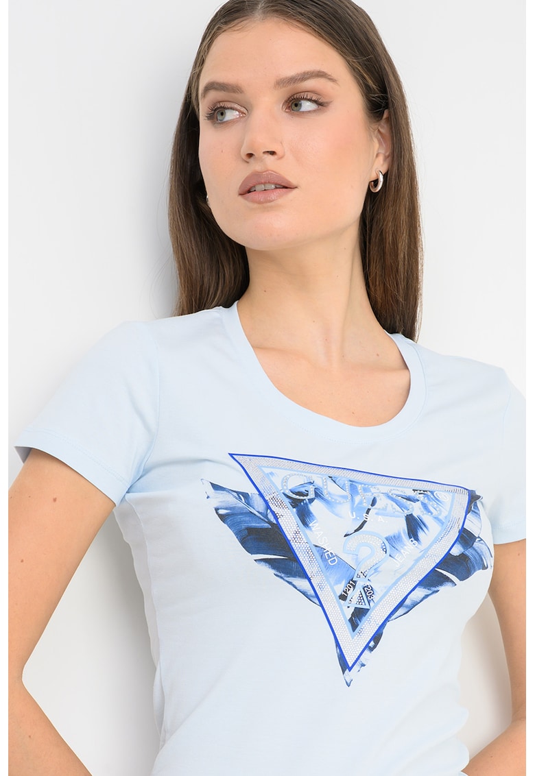 Tricou slim fit cu logo - Albastru