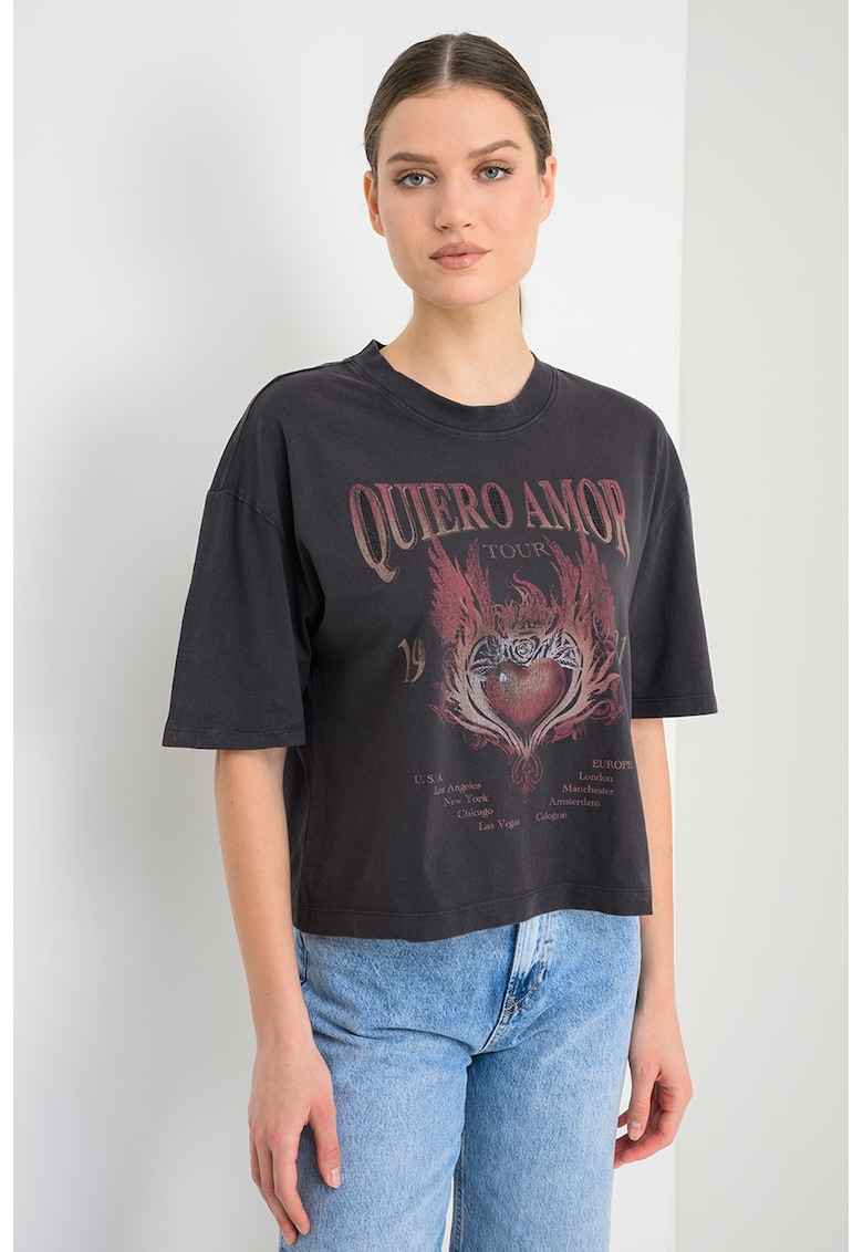 Tricou cu model grafic - Rosu/Maro/Negru stins