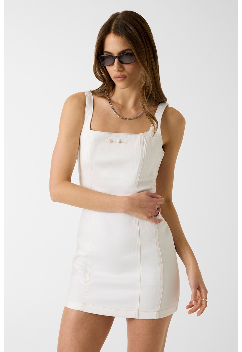 Rochie mini cu croiala dreapta - Alb murdar