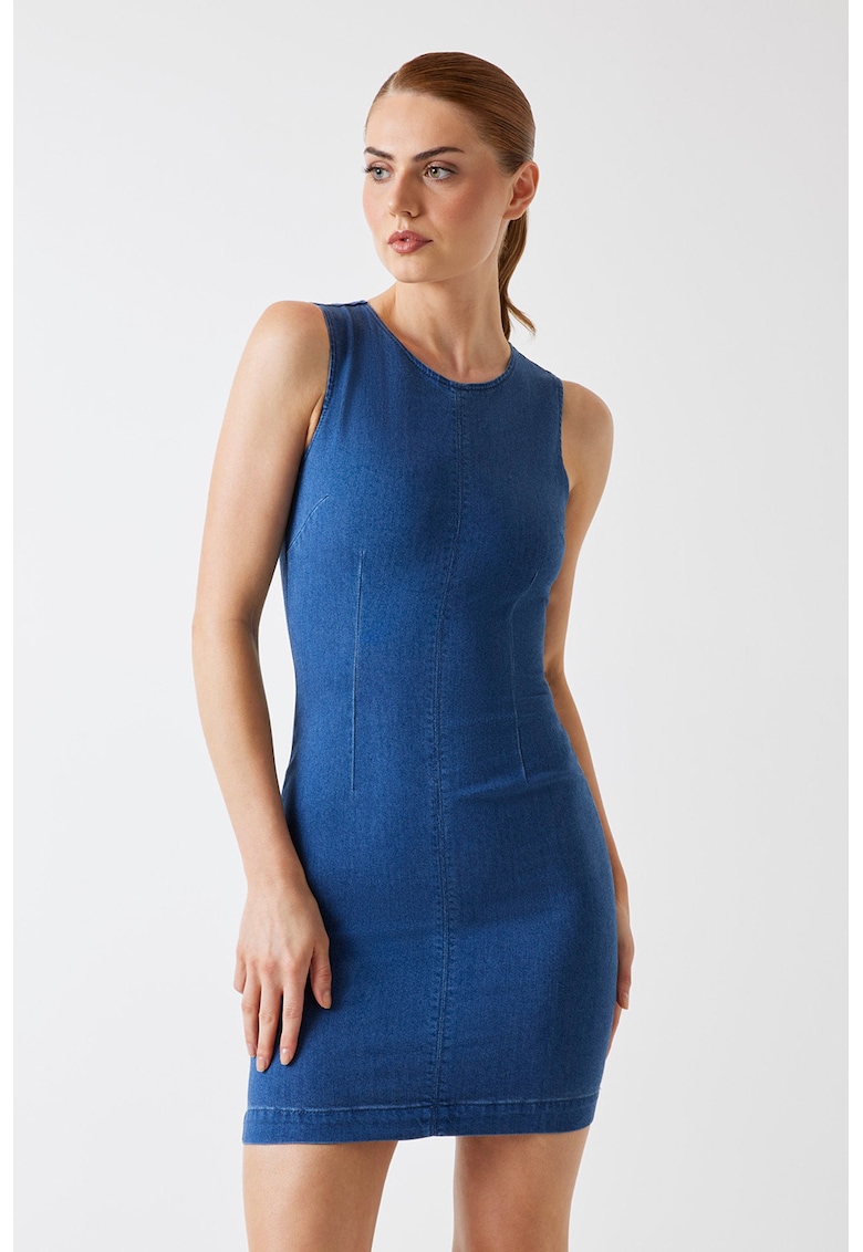 Rochie mini din denim cu croiala bodycon - Albastru inchis