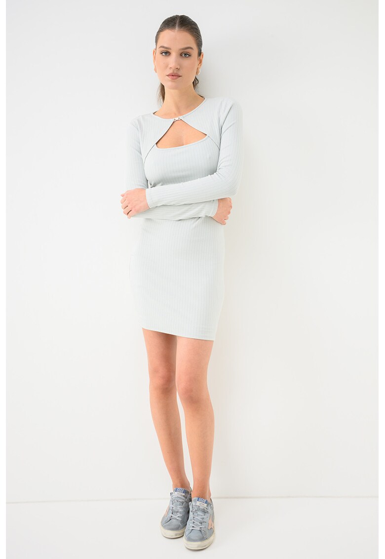 Rochie scurta cu bolero si striatii - Albastru glaciar