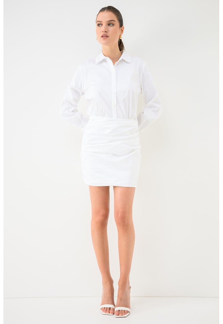 Rochie scurta din amestec de bumbac - Alb