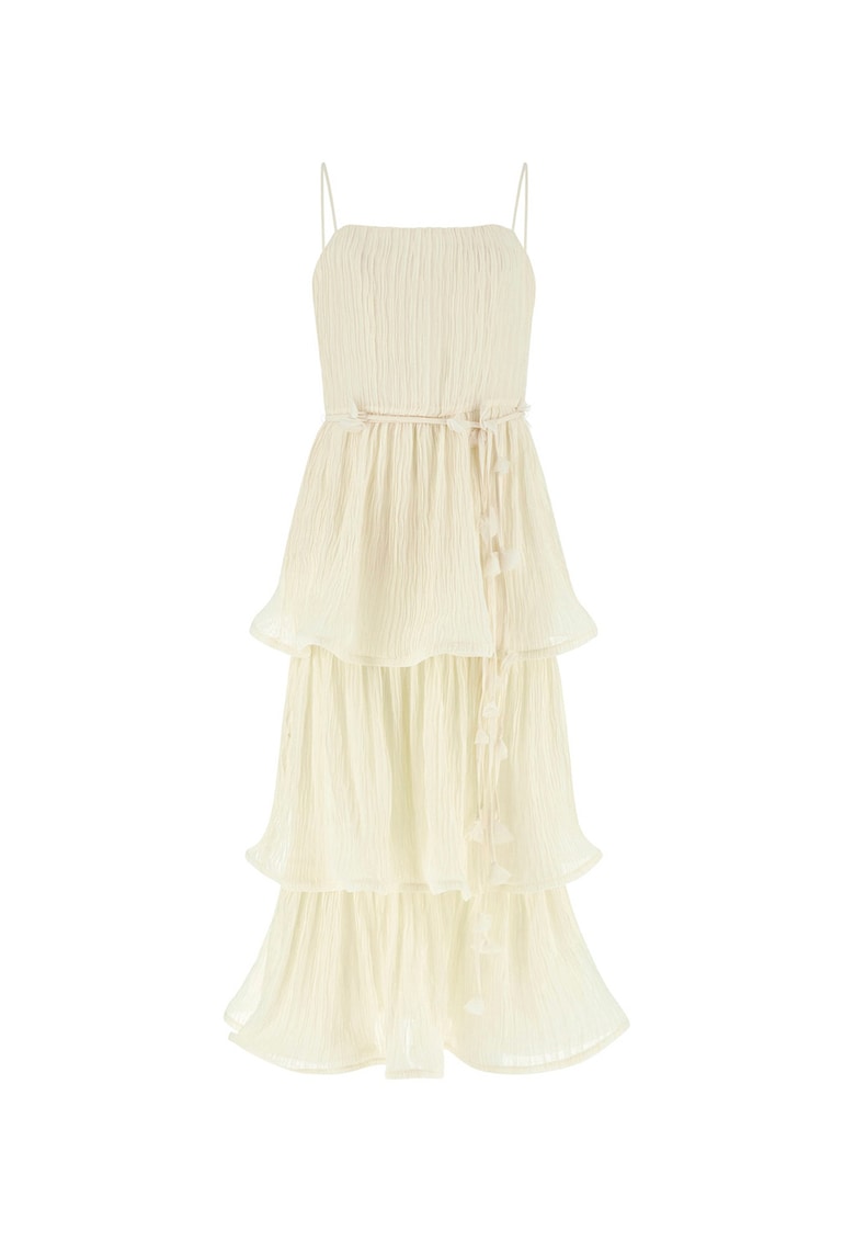 Rochie midi cu model stratificat - Alb fildes