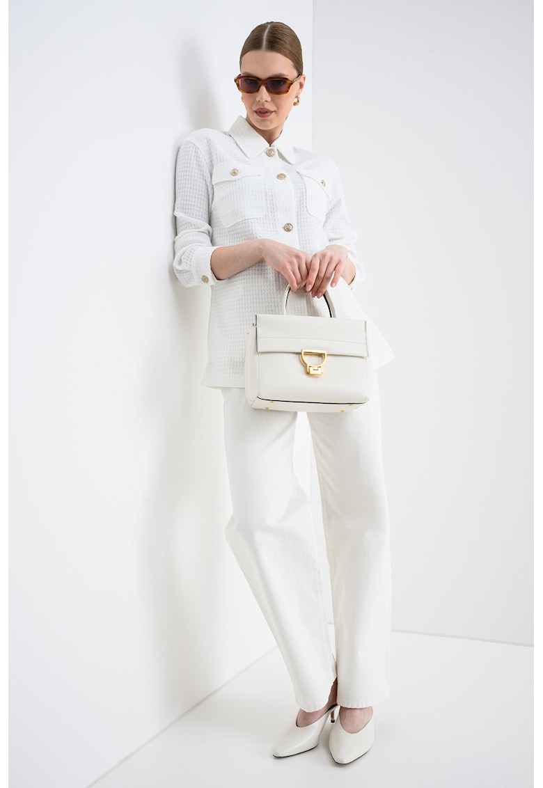 Jacheta-camasa din tuid cu nasturi metalici - Alb optic