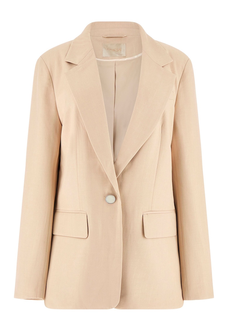 Sacou cu model uni si revere decupate - Bej