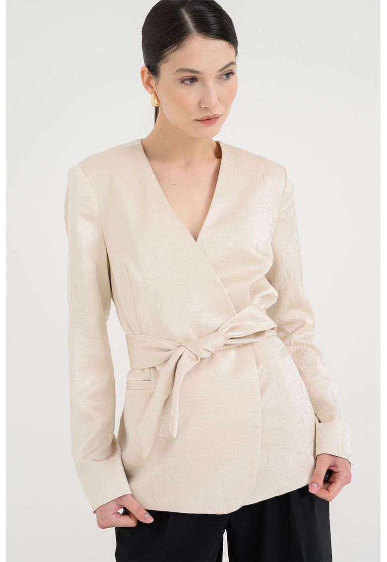 Sacou texturat cu model petrecut - Bej