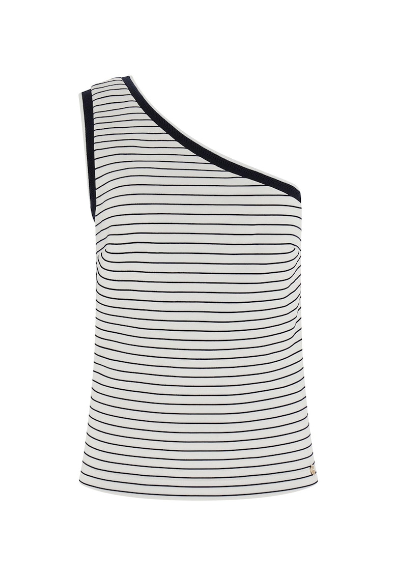 Top cu decolteu pe un umar si model in dungi