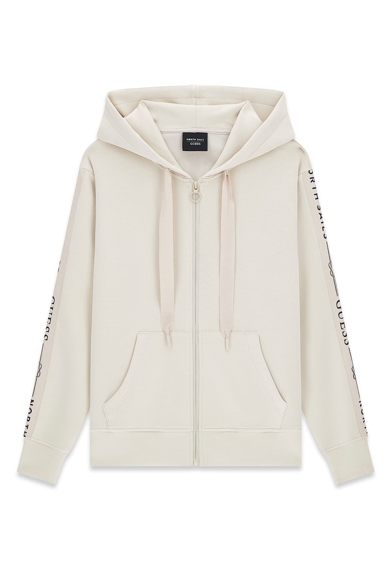 Hanorac din amestec de modal cu fermoar - Alb fildes